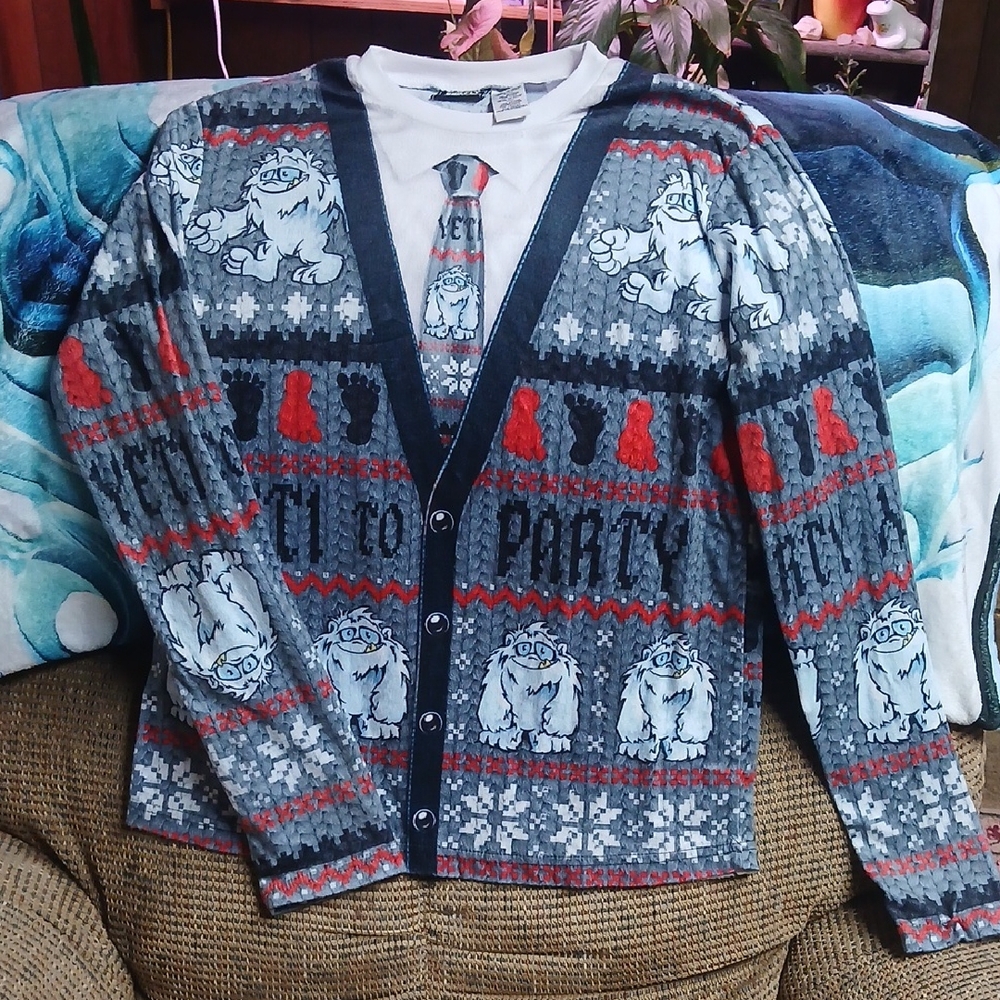 Yeti-Themed Cardigan Shirt for Men